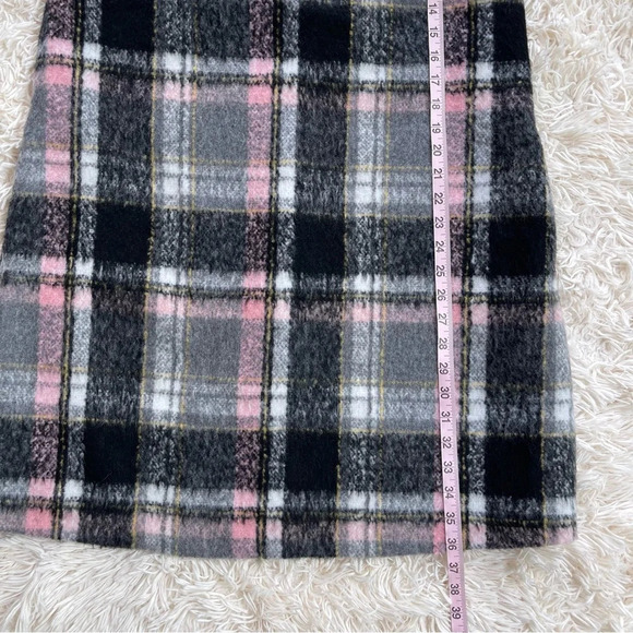 Anthropologie Frontier Plaid short Dress pockets Line & Dot Wool Blend Shift M - Picture 7 of 11